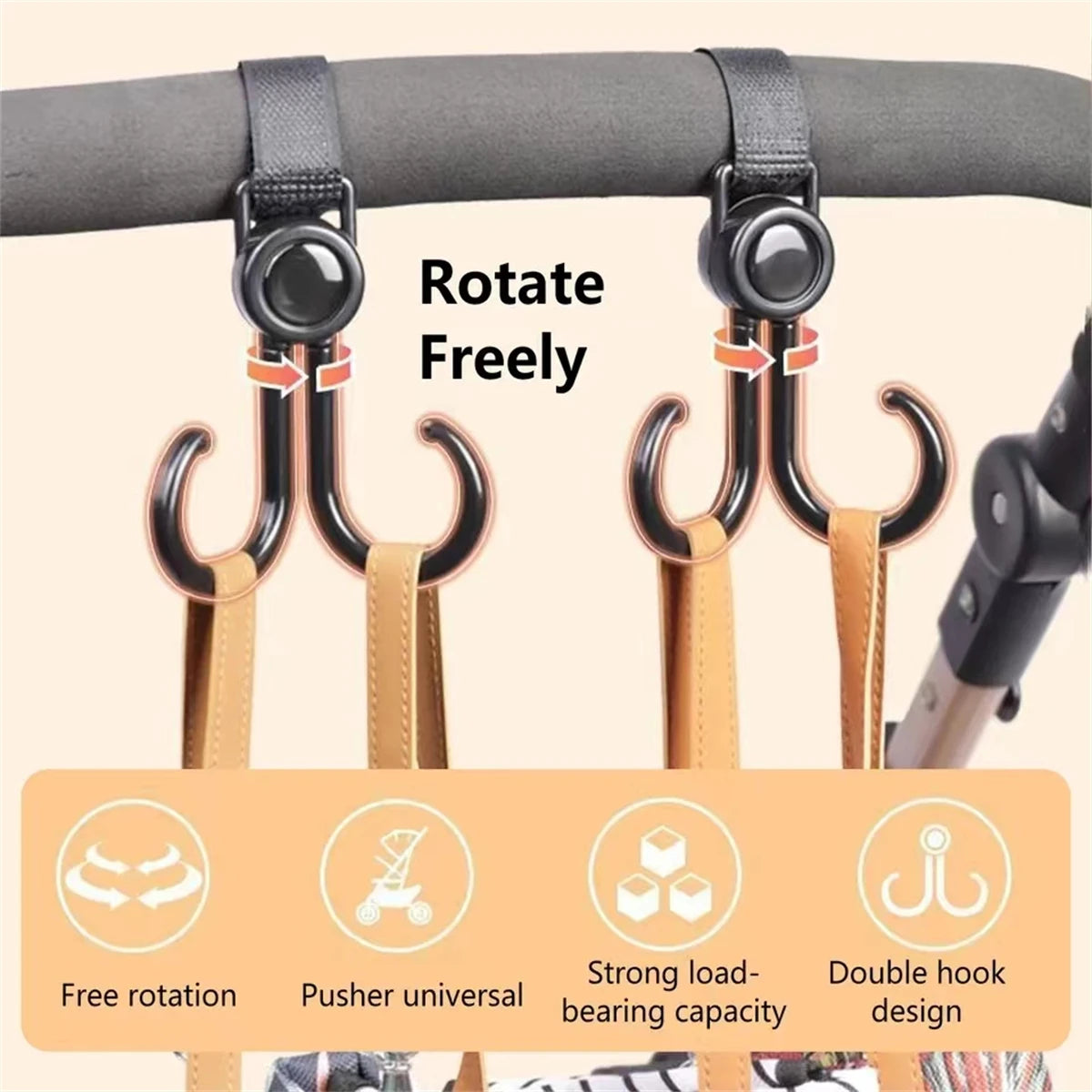 Premium Leather Stroller Hooks
